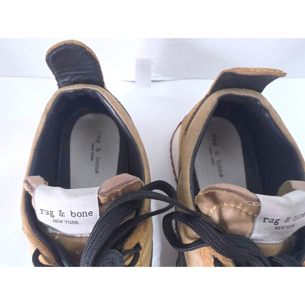 Rag & Bone Retro Runner Tan Suede Nylon Low Top Sneaker‎ Burgundy Sole SZ 38.5 - Picture 8 of 9